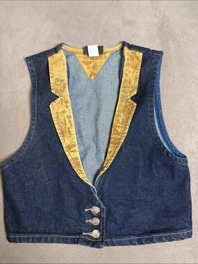 Roughrider Vintage Women’s Blue Denim Vest with Suede Trim